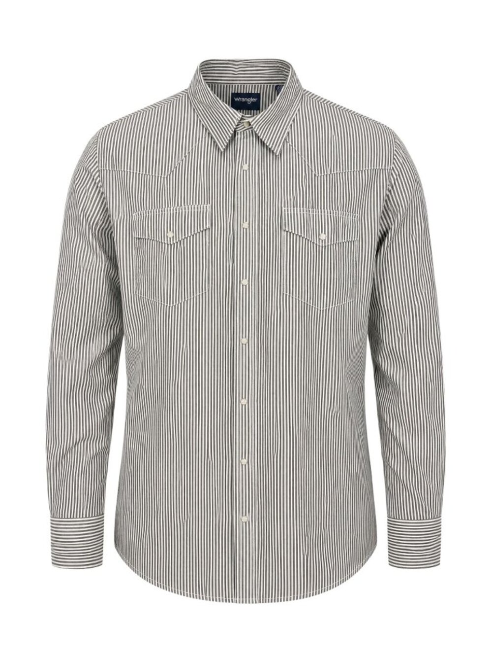 Wrangler Mens White & Gray Striped Button-Down Long Sleeve Shirt XXL